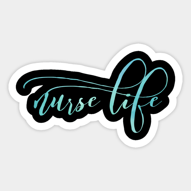 Nurse life blue script text design Sticker by BlueLightDesign